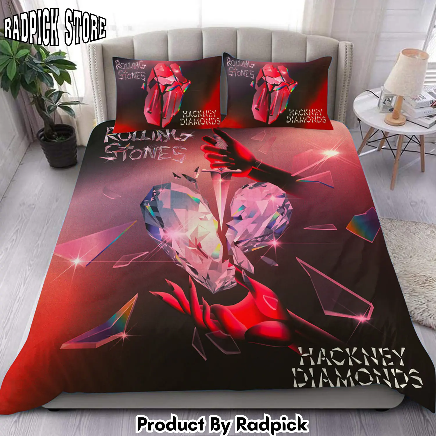 Radpick the rolling stones hackney diamonds all over printed bedding set s091010 rp327975